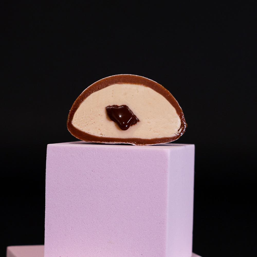 Présentation du mochi glacé chocolat noisette